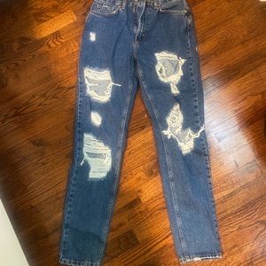 Denim high-rise mom jeans